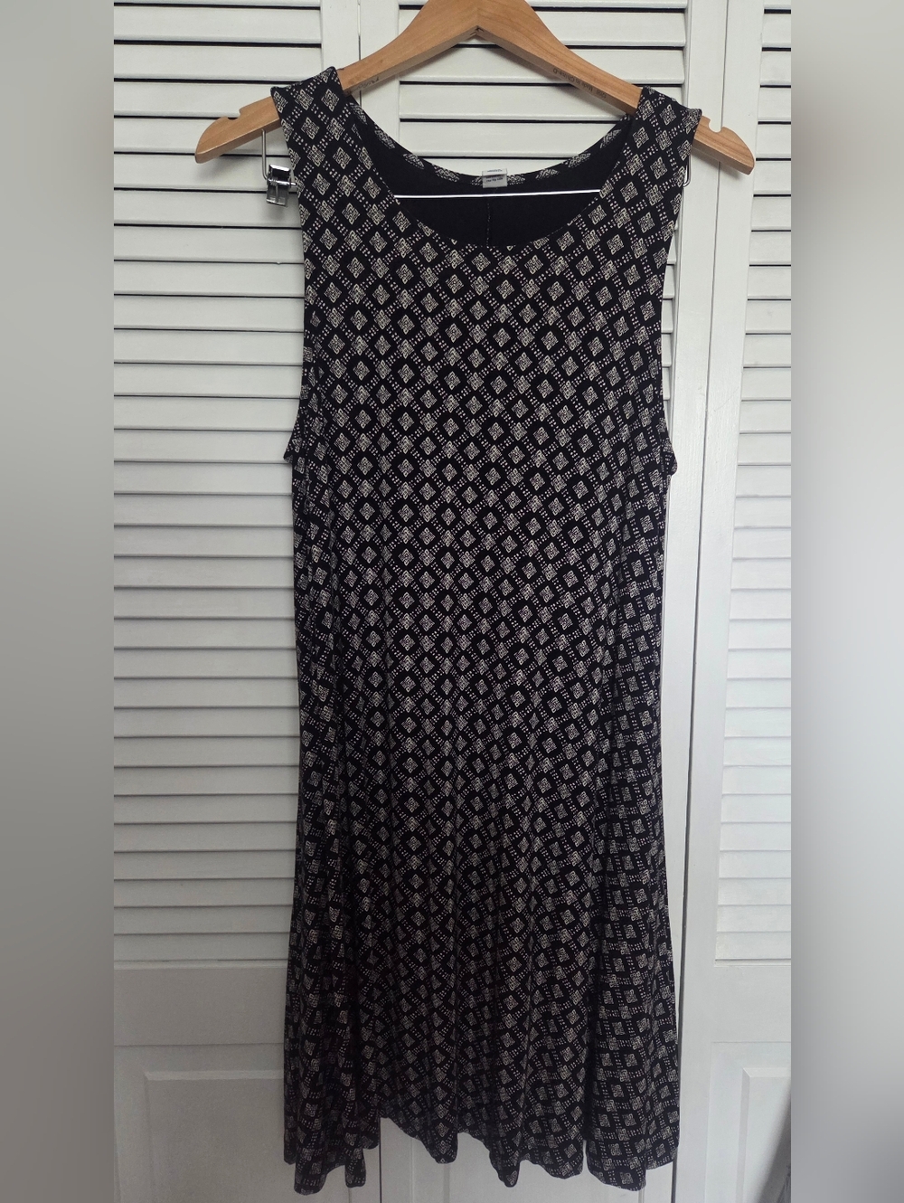 Old Navy Black and White Sleeveless Dress with Floral Geo Trim